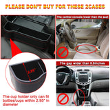 2PCS Car Front Seat Console Left & Right Side Pocket Gap Filler Cup Holder Organizer Storage Box for Cellphones Keys Cards Wallets Sunglasses, Black Leather (2.95" in Diameter)