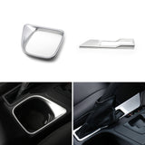 Matte Silver Water Cup Holder + Handbrake Panel Trims For Toyota RAV4 2013-2018