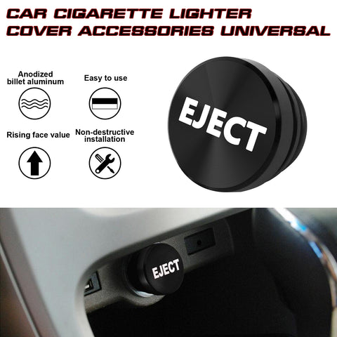 Eject Cigarette Lighter Push Button Plug Replacement Cover, Aluminum Black, Fit Cars Trucks SUVs with 12V Power Source