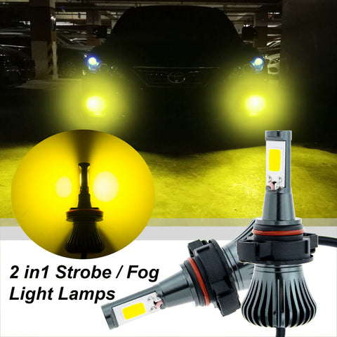 2pcs Golden Yellow LED Fog Light Bulbs w/ Flashing Strobe Function