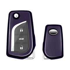 TPU Purple Black Flip Key Fob Cover For Toyota Auris Corolla Yaris 2/3/4 Button