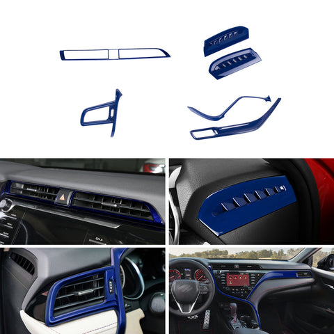 Blue Side AC Air Vent Console Stripe Overlay Trim Kit For Toyota Camry 2018-2020