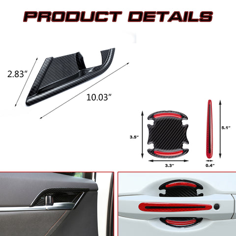 Set Inner + Exterior Door Handle Cover Trim Sticker For Camry 8th 2018 2019 2020 2021 2022 2023 2024