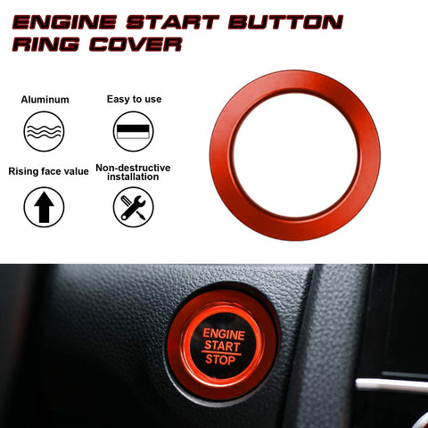 Red Engine Start Push Button Ring Cover For Honda Civic Accord 10th Fit 2021-22