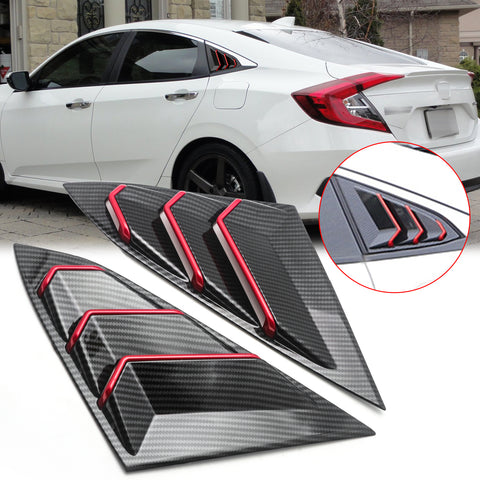 for Honda Civic 2016-2019 Side Window Scoop Louver Cover Trim, ABS Carbon Fiber Quarter Side Window Vent Louver Windshield Sun Shade Cover