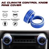 2PCS Blue Aluminum AC Climate Knob Ring Overlay Trim For Toyota RAV4 2019-2023