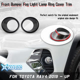 Front Fog Light Ring Protector Frame Cover Trim Compatible with Toyota RAV4 2019-2024, Glossy Black