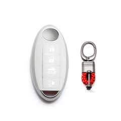 White Remote Key Fob Shell Cover Case Protector w/Keychain For Nissan Altima Maxima Sentra