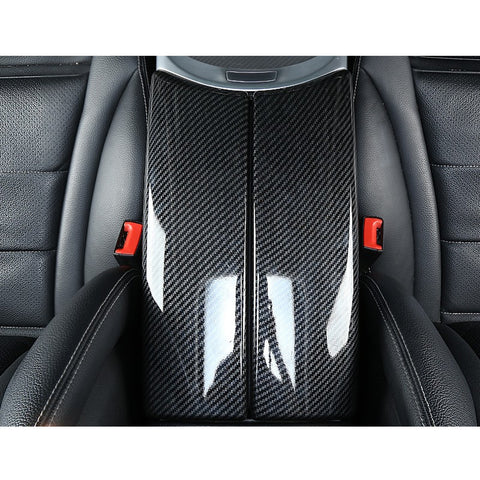Inner Armrest Storage Box Cover Trim Center Console Protector Cap, Carbon Fiber Pattern, Compatible with Mercedes Benz C Class W205 2015-2021, GLC Class W253 2016-2021