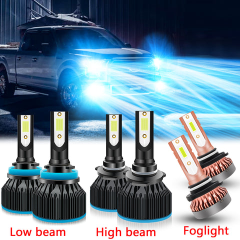6pcs LED Headlight High Low Beam Fog Light Bulb Ice Blue 8000K for Ford F-150 2015-2019, Extremely Bright LED Headlight Fog Lamp Package Set