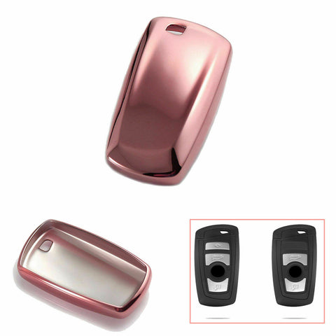 Glossy TPU Remote Smart Key Cover Fob Case Shell Cap Fit BMW 1 3 4 Series[Silver/Gold/Pink/Black]