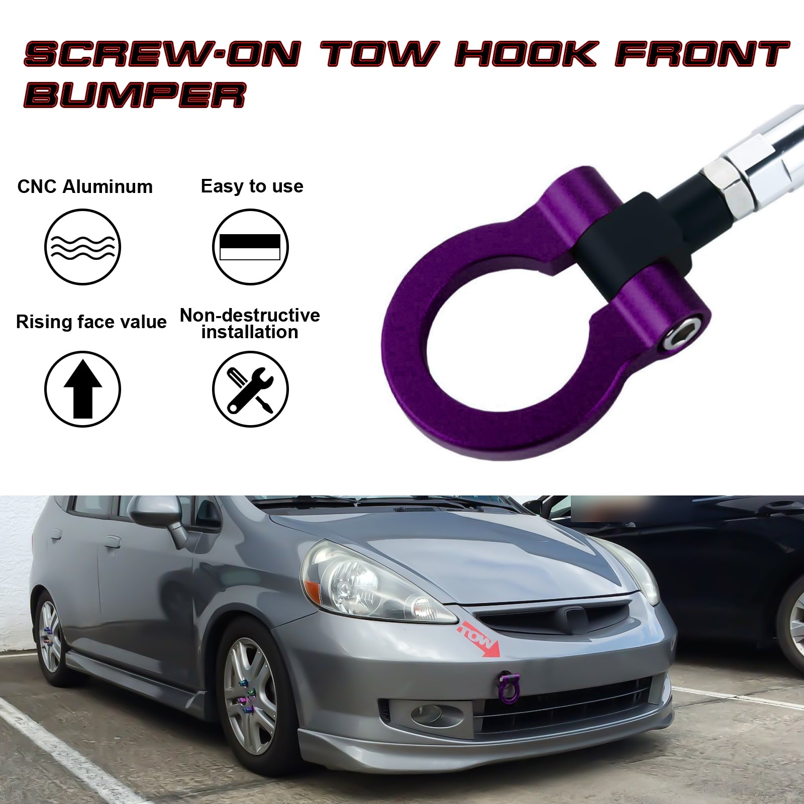 Sport Purple JDM Style Anodized Aluminum Tow Hook Ring For Acura