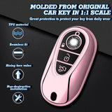 Pink Soft TPU Full Protect Remote Key Fob Cover For Mercedes-Benz S-Class 2020+