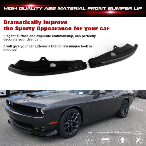 Black Bumper Lip Corner Protector Trim For Dodge Challenger RT SRT GT 2015-2021