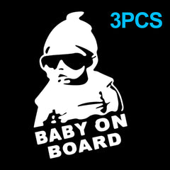 3x Funny Baby On Board Safety Warning Decal Car Vinyl Stickers