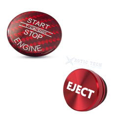0.98" Red Carbon Engine Start + Cigarette Lighter Eject Button Trim For BMW 1 2