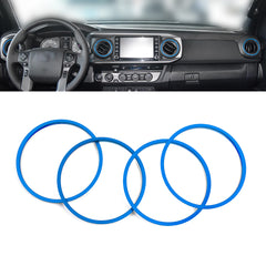 Blue Aluminum Air Vent Outer Outlet Circle Ring Trim For Toyota Tacoma 16-2023