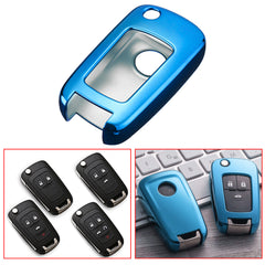 TPU Key Fob Cover Case Remote Holder Protector Jacket for Chevrolet Equinox Camaro Cruze Malibu Sonic Volt Park Impala/Fit Buick Encore Allure Regal, Blue