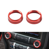 2pcs Centre Console Radio Volume Tune Switch Control Knob Surrounding Ring Decoration Covers Compatible with Ford Mustang 2015-up (Red)