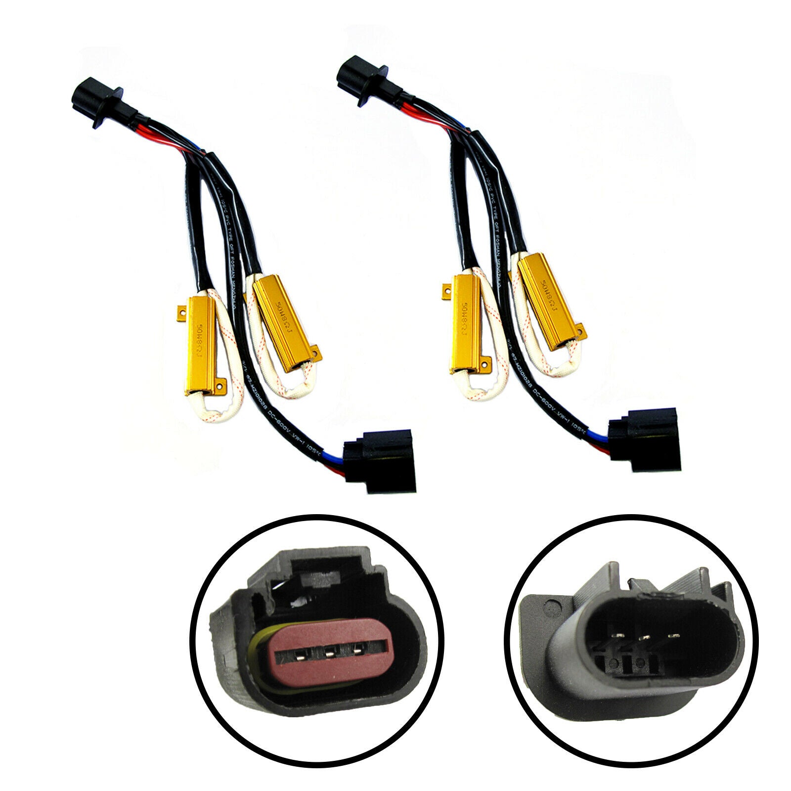 2pcs H13 9008 LED Load Resistor Kit HID Relay Harness Decoder CAN-bus