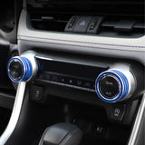 2PCS Blue Aluminum AC Climate Knob Ring Overlay Trim For Toyota RAV4 2019-2023