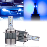 2x H7 LED Headlight Kit with Retainer Adapter Clip Holder, 6000K Xenon White / 8000K Ice Blue 8400LM High Low Beam Headlight Bulb Conversion Kit