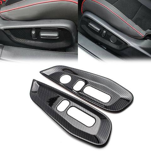 2pcs ABS Carbon Fiber Car Seat Adjustment Knob Button Switch Panel Frame Cover Trim for Honda Accord 2018 2019