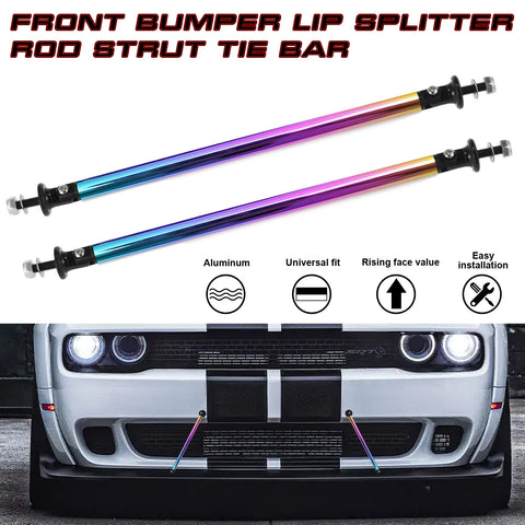 2pc Adjustable 7.87'' Front Bumper Lip Splitter Diffuser Strut Rod Tie Bars Compatible with Most Vehicles [NEO]
