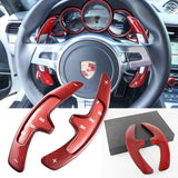 Carbon Fiber PDK Paddle Shifter Extensions For 2009-16 Porsche 911 Boxster Cayenne Panamera Black/ Red