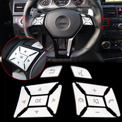 Steering Wheel Button Sticker Silver Trim Cover Cap Decoration for Mercedes Benz E C G Class W204 2012-2016