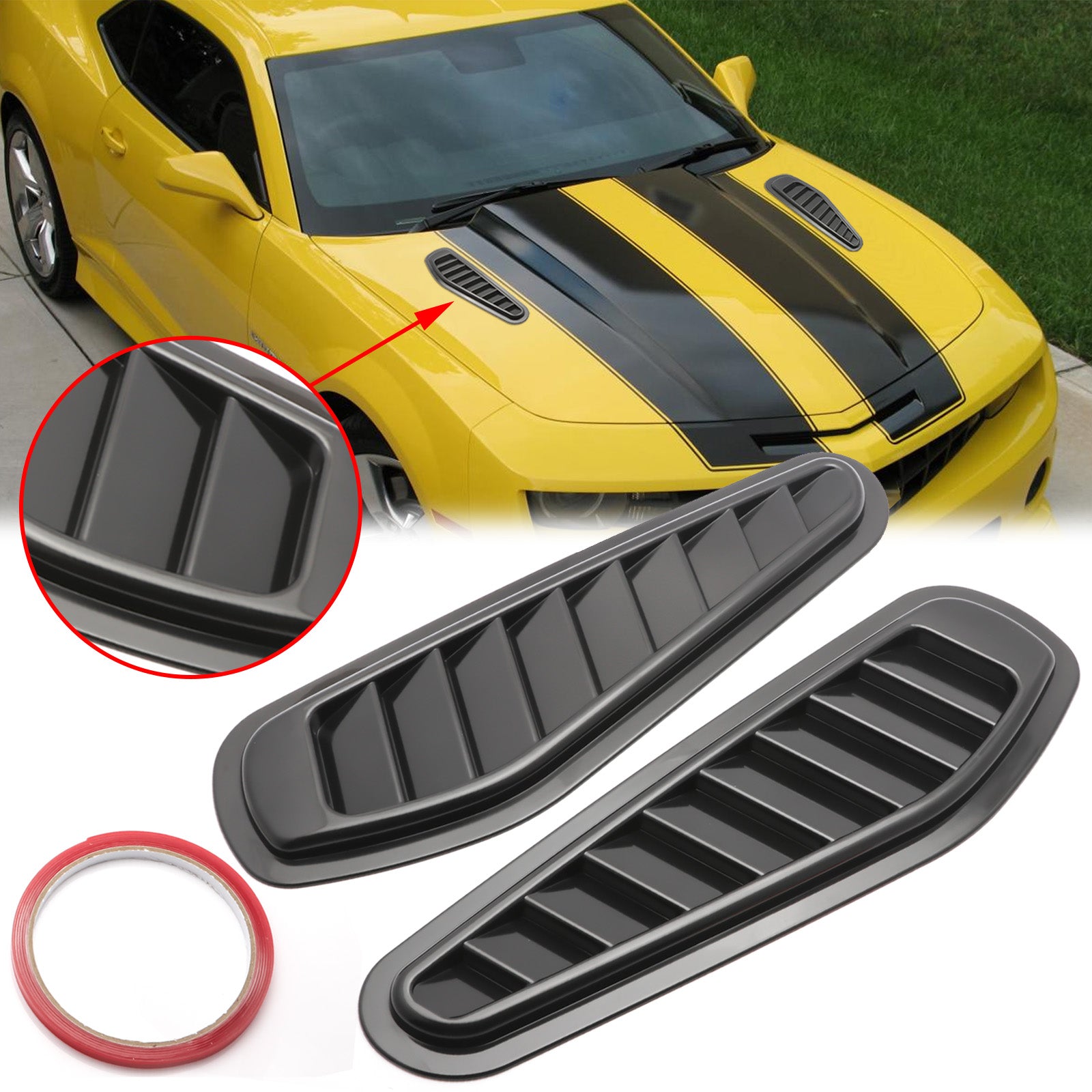 Universal Car Hood Air Flow Intake Grill Scoop Vent Bonnet Cover Carbon  Fiber