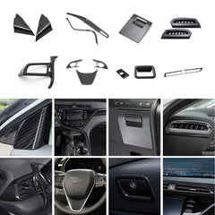 Carbon Fiber Pattern AC Air Vent Steering Wheel Glove Box Trim For Camry 18-2020