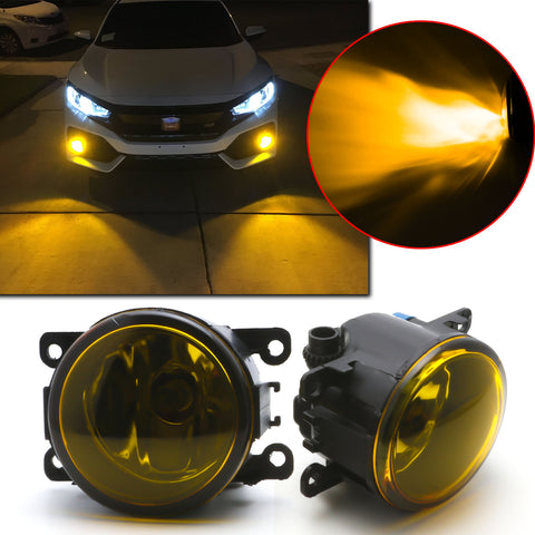 Golden Yellow Fog Light with H11 Halogen Bulb for Honda Civic Accord CR-V Pilot Fit Crosstour CR-Z Insight, OEM Replacement Fog Lamp Assembly Driver Passenger Side