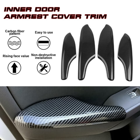 For Honda Civic 2022 Carbon Fiber Texture Interior Door Armrest Panel Trim Cover