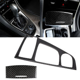 2pcs Carbon Fiber Pattern Car Console Gear Shift Knob Panel Trim Frame Cover for Infiniti Q50 Q50L 2014-2018