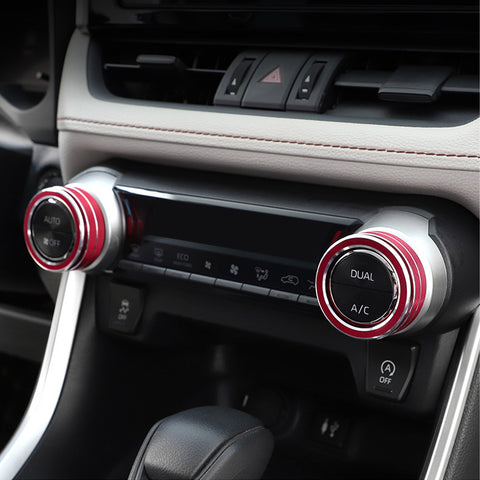 Red Centre Console AC Climate Control Knob Ring Cover For Toyota RAV4 2019-2023