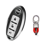 3 Button Silver TPU Key Fob Cover Case Holder Protect w/ Keychain For Nissan Rogue Pathfinder