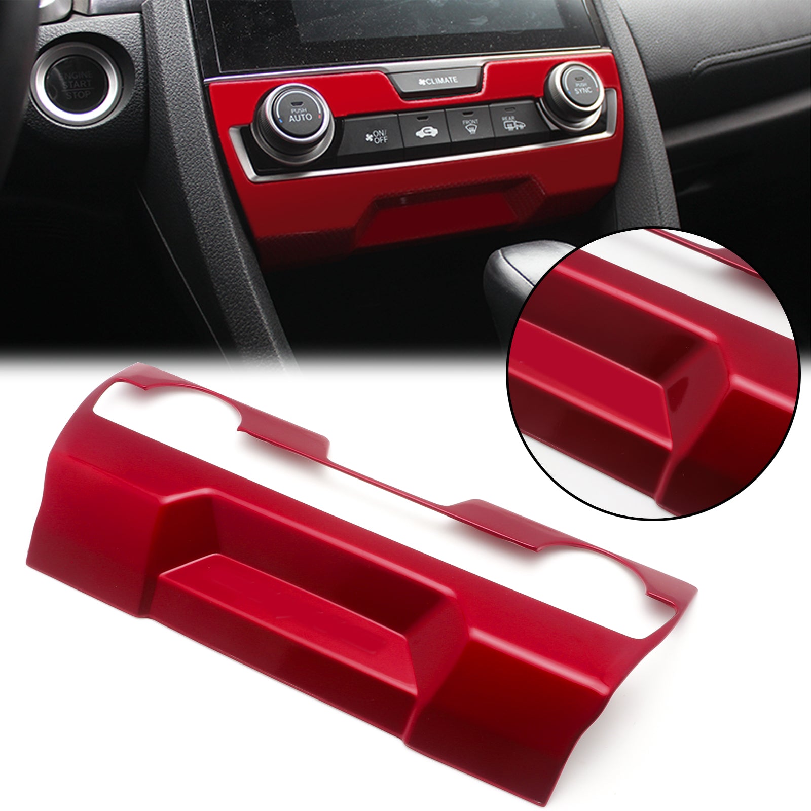 Red Black ABS Console Center Dashboard Frame Trim For Honda Civic 10th Red Black ABS Console Center Dashboard Frame Trim For Honda Civic 10th
