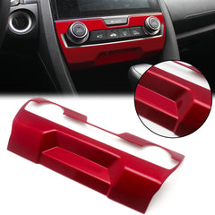 for Honda Civic 2016-2019 Dashboard AC Switch Button Panel Frame Cover Trim, Glossy Red ABS Car Console Control Function Button Cover Decor