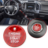 Red Real Carbon Fiber Keyless Engine Start Stop Button Cover Engine Ignition Push Start Button Cap Sticker for Ford F-150 Fusion Explorer Focus Edge Taurus Expedition Raptor etc.