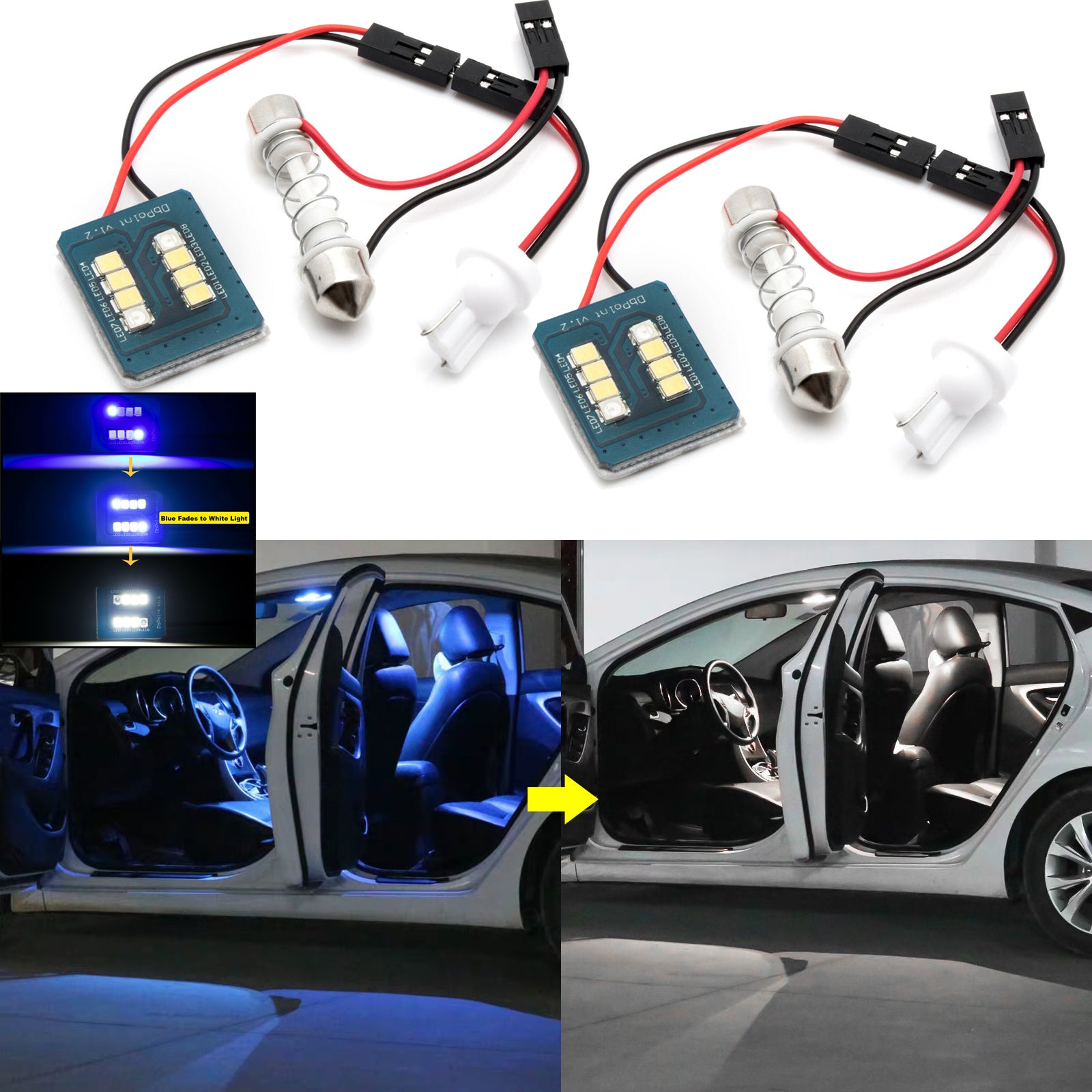 2pcs T10 168 W5W Super Bright 8-SMD LED Car Interior Map Reading