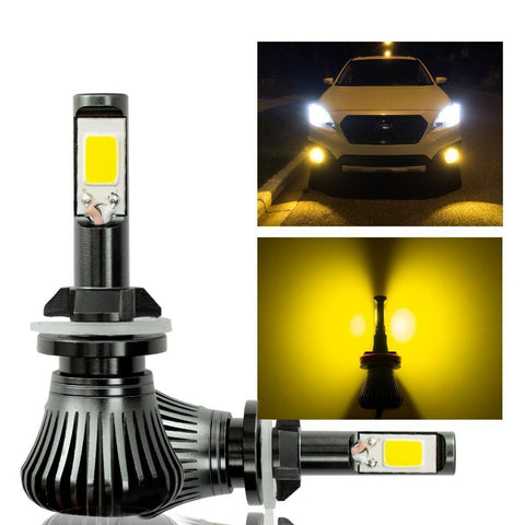 2pcs Golden Yellow LED Fog Light Bulbs w/ Flashing Strobe Function