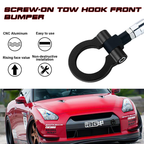 Front Track Racing Aluminum Black Tow Hook JDM for Nissan GTR Infiniti Q50 Q60