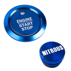 Blue Aluminum Engine Start + Cigarette Lighter NITROUS Button Trim For Ford F150