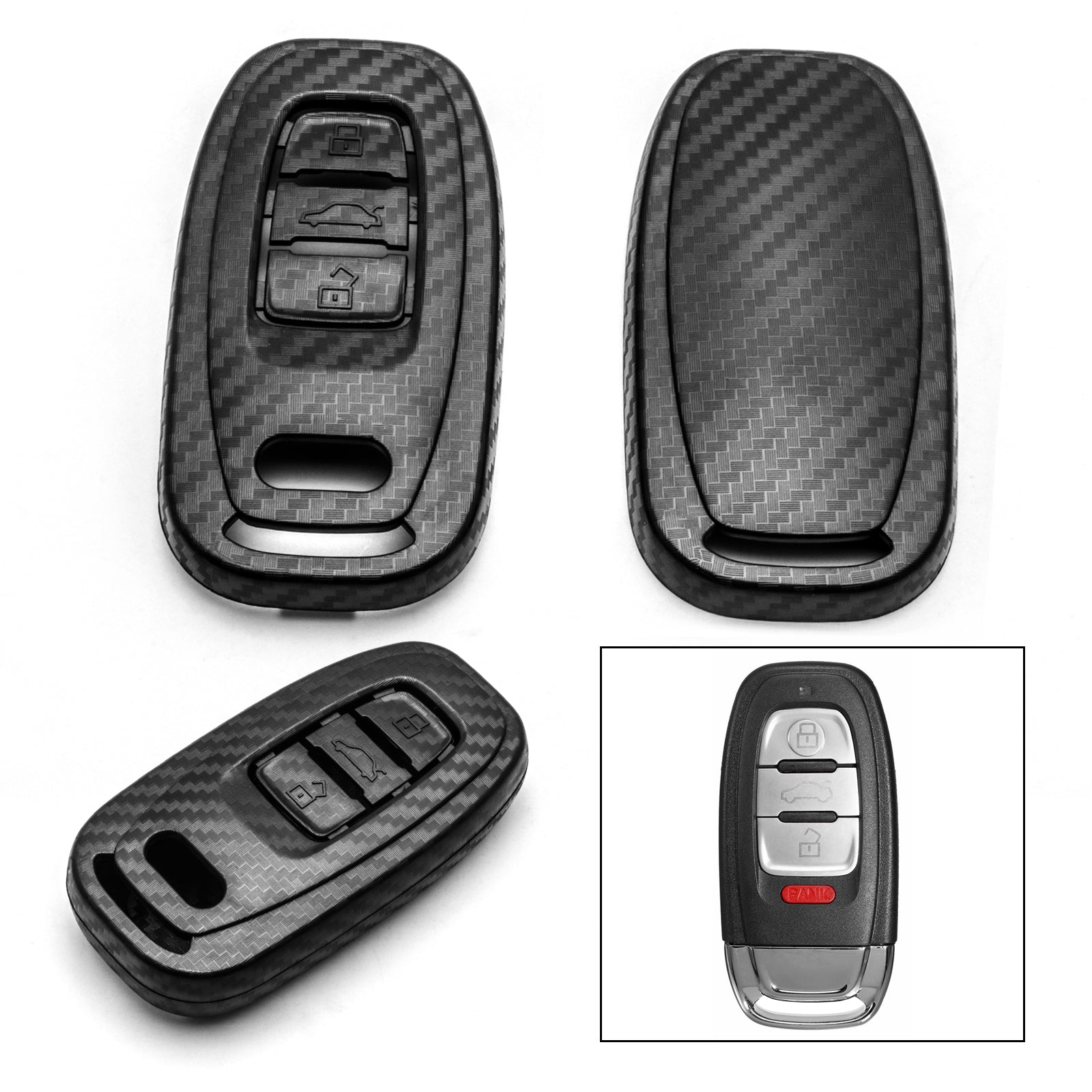 Matte Carbon Fiber Style Key Fob Shell Case Keyless Key Hard Cover Pro