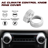 Silver Aluminum Alloy AC Climate Knob Ring Decor Cover For Toyota RAV4 2019-2023