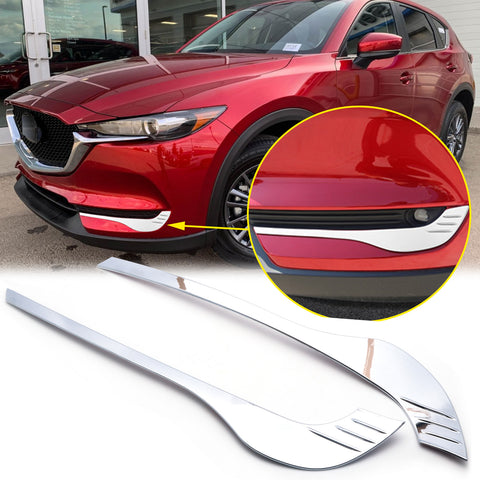 for Mazda CX-5 2017-2020 Front Fog Light Eyebrow Frame Cover Trim, ABS Chrome Front Fog Lamp Eyelid Strip Molding Bezel
