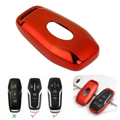 Metallic Red Remote Key Fob Cover TPU Case For Ford Lincoln 4/5-Button keyless