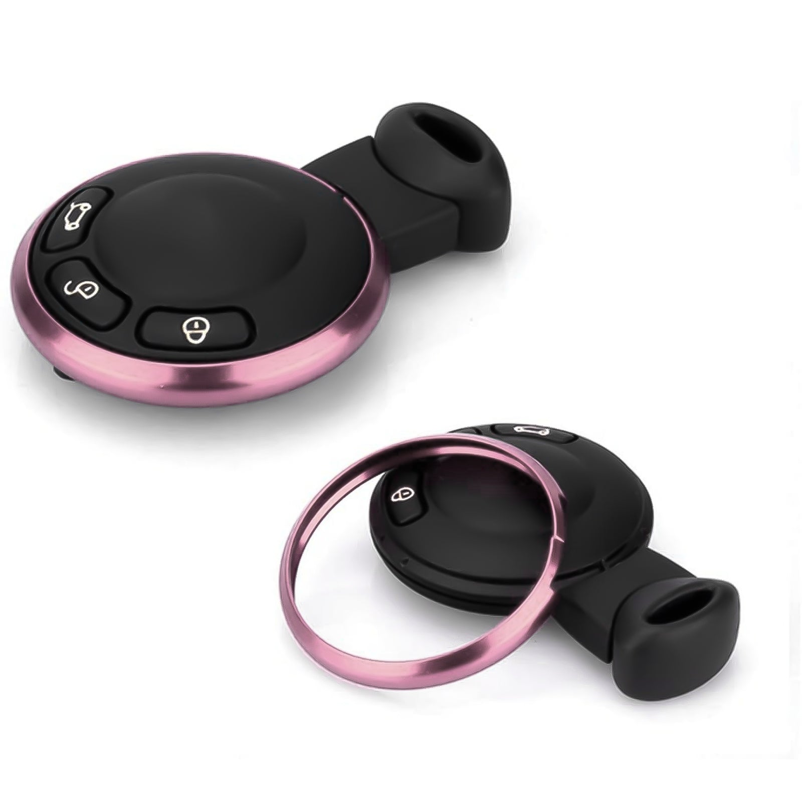 Compact Remote Control Key Ring Pink Aluminum Remote Control Key Ring Rim Surrounding For Mini Cooper ...