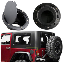1 x Black Metal + ABS Fuel Door Gas Cap Lid Cover for Jeep Wrangler JK 2007-2018